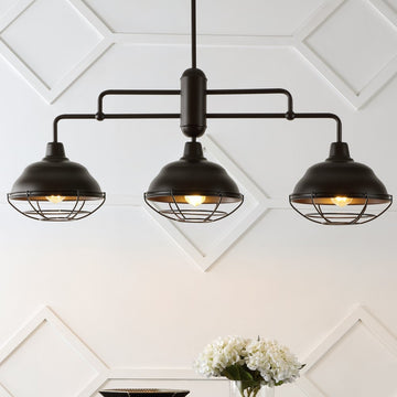 Levi Industrial Farmhouse Iron LED Pendant - JONATHAN Y